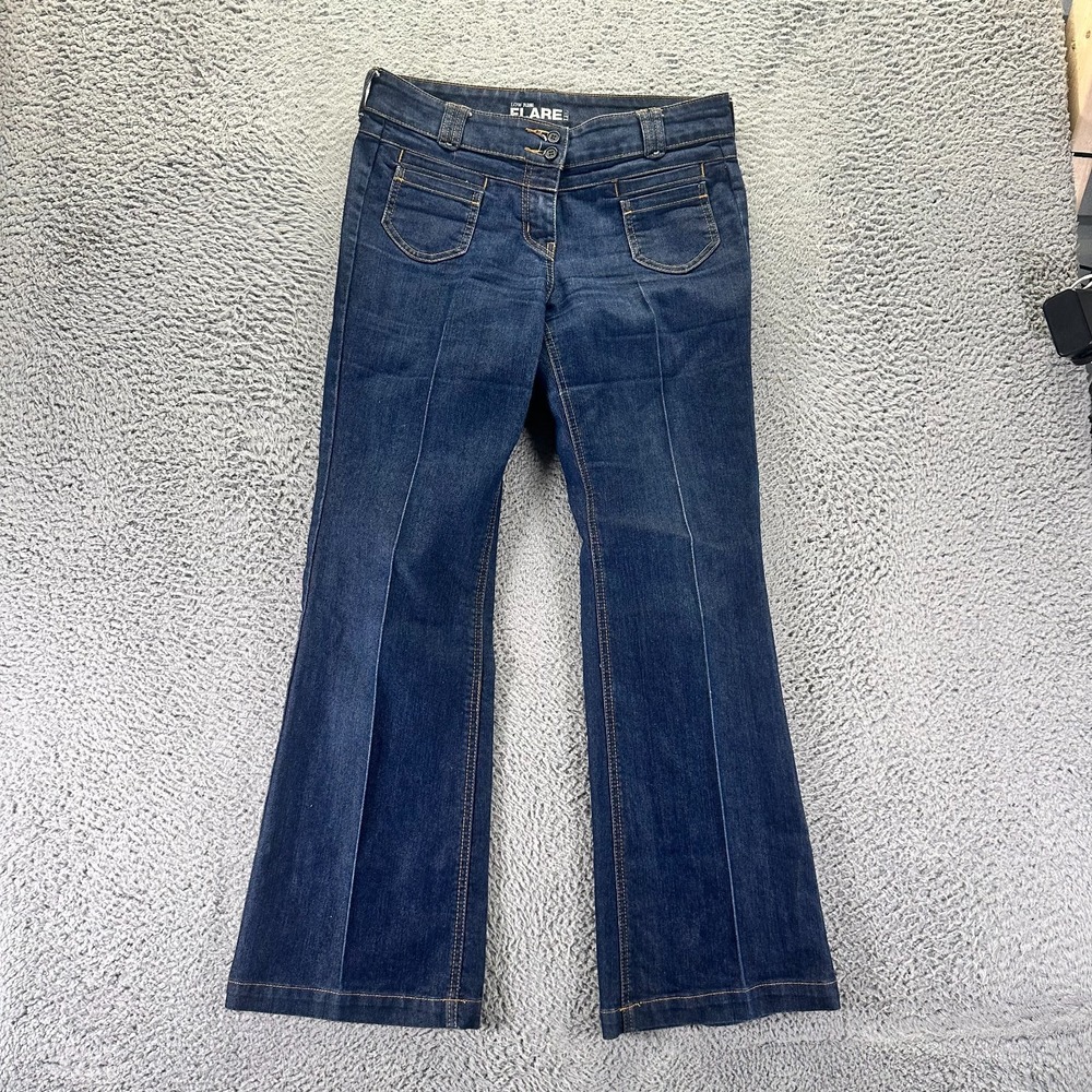 New York & Company Jeans Womens 6 Blue Cotton Denim Flared Leg Travel Stretch